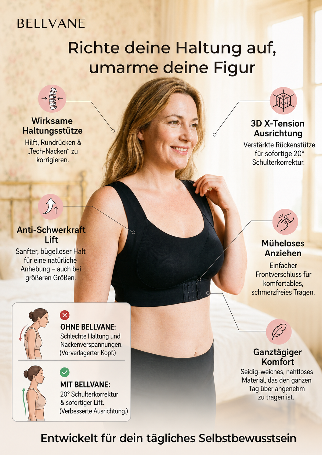 Bellvane Silk Lift™ — Bügelloser BH für natürlichen Halt & Komfort