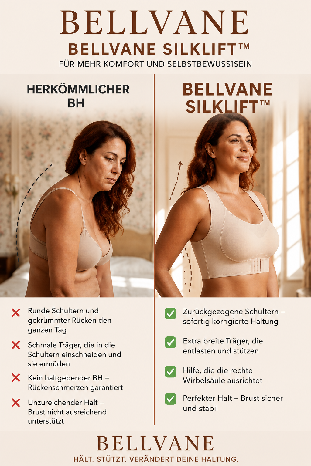 Bellvane Silk Lift™ — Bügelloser BH für natürlichen Halt & Komfort